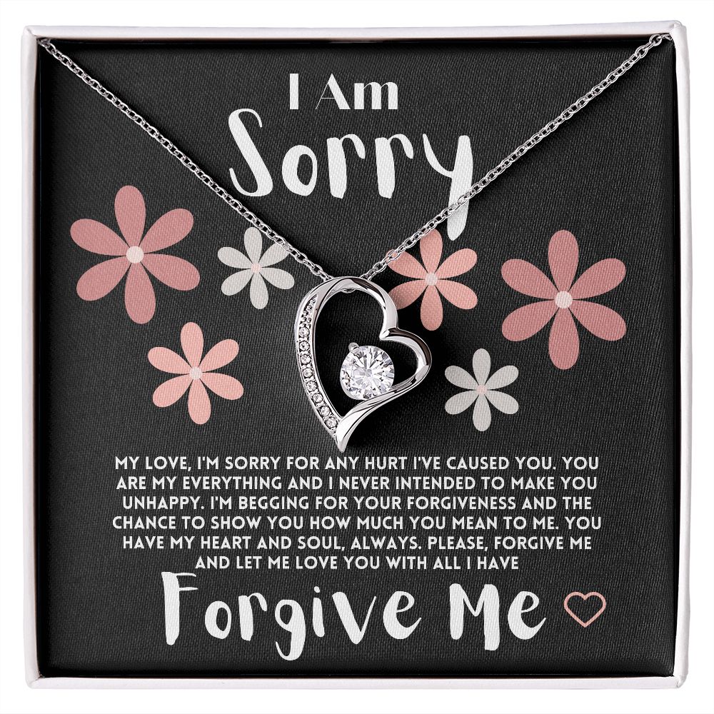 Apology Gift Ideas To My Love/Girlfriend/Wife, I Am Sorry Heart Jewelry Necklace Present With A Message Card In A Box, Forgive Me Gifts For My Soulmate In Life - Zahlia