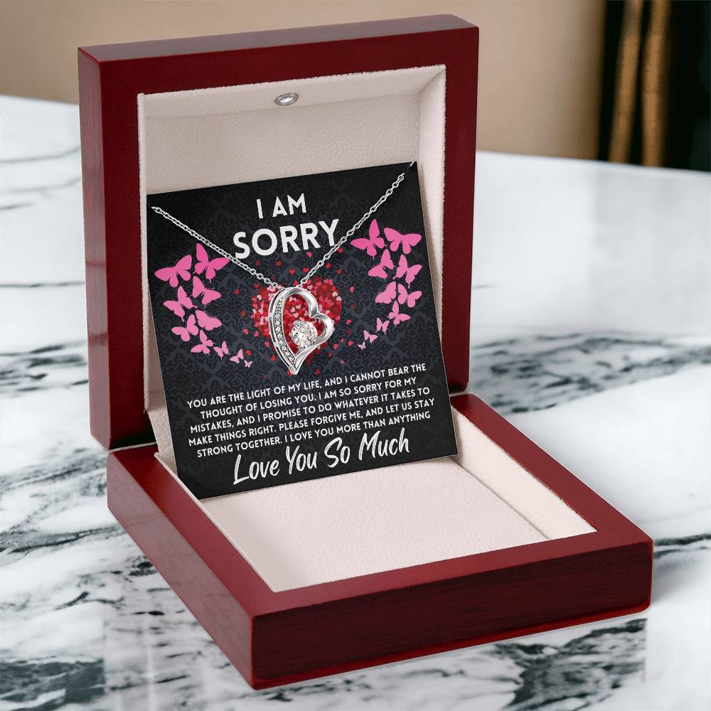 Apology Gift Ideas To My Love/Girlfriend/Wife, I Am Sorry Heart Jewelry Necklace Present With A Message Card In A Gift Box, Forgive Me Gifts For My Soulmate In Life - Zahlia