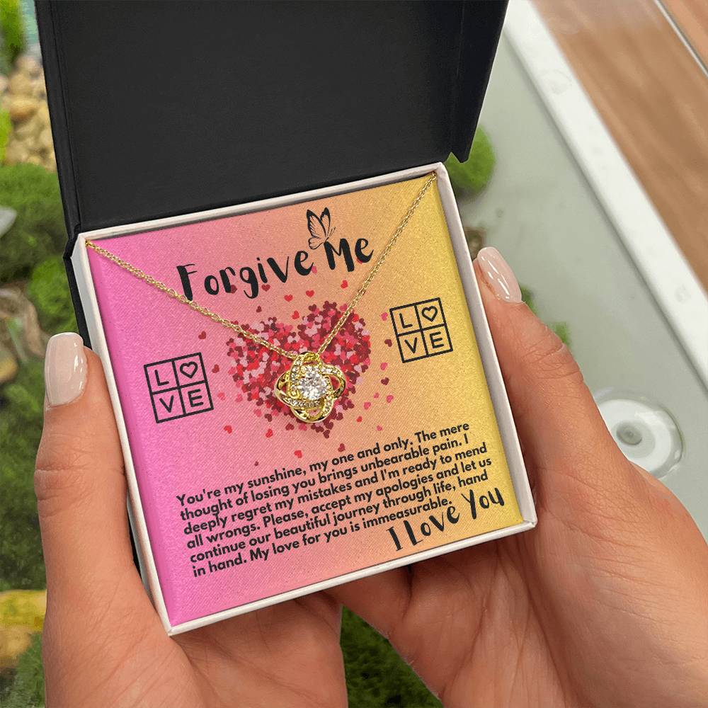 Apology Gift Ideas To My Love/Girlfriend/Wife, Love Knot Jewelry Necklace Present With A Message Card In A Gift Box, Forgive Me Pendant Gifts For My Soulmate In Life - Zahlia