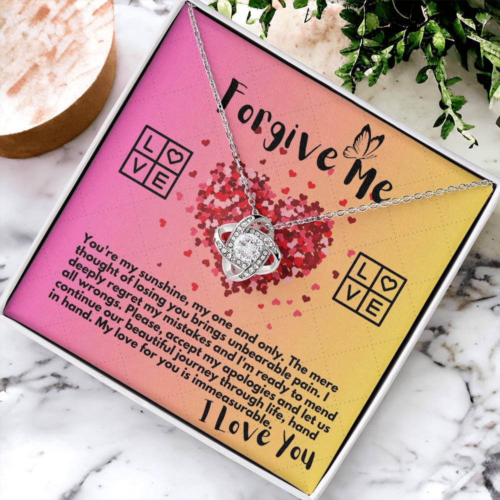 Apology Gift Ideas To My Love/Girlfriend/Wife, Love Knot Jewelry Necklace Present With A Message Card In A Gift Box, Forgive Me Pendant Gifts For My Soulmate In Life - Zahlia