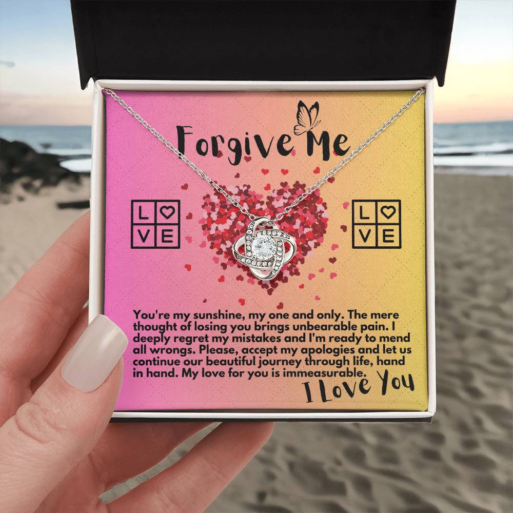 Apology Gift Ideas To My Love/Girlfriend/Wife, Love Knot Jewelry Necklace Present With A Message Card In A Gift Box, Forgive Me Pendant Gifts For My Soulmate In Life - Zahlia