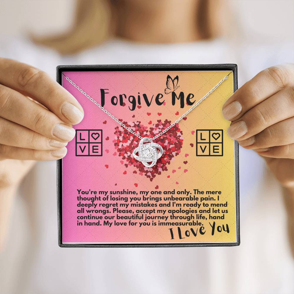 Apology Gift Ideas To My Love/Girlfriend/Wife, Love Knot Jewelry Necklace Present With A Message Card In A Gift Box, Forgive Me Pendant Gifts For My Soulmate In Life - Zahlia