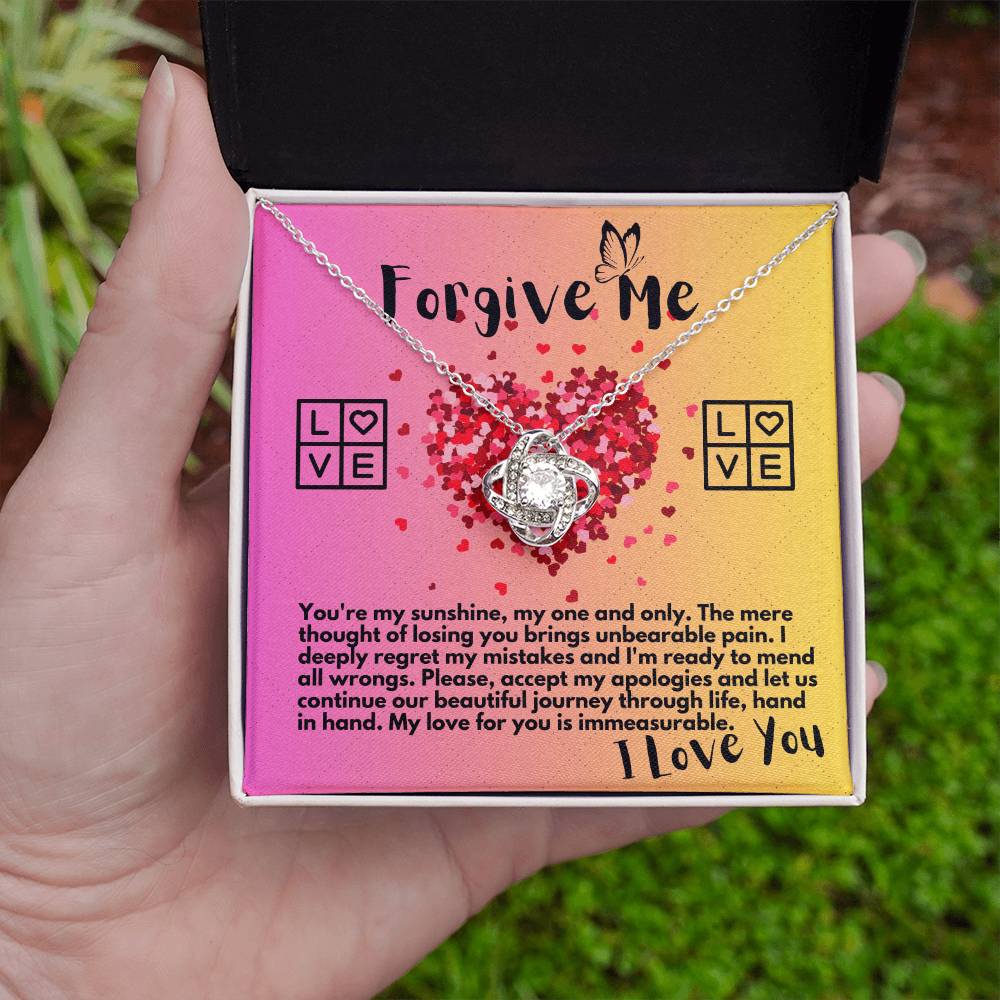 Apology Gift Ideas To My Love/Girlfriend/Wife, Love Knot Jewelry Necklace Present With A Message Card In A Gift Box, Forgive Me Pendant Gifts For My Soulmate In Life - Zahlia