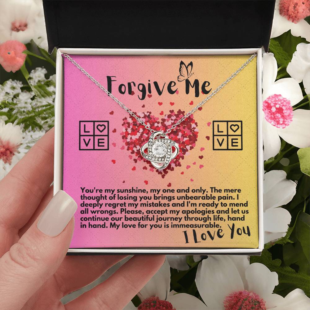 Apology Gift Ideas To My Love/Girlfriend/Wife, Love Knot Jewelry Necklace Present With A Message Card In A Gift Box, Forgive Me Pendant Gifts For My Soulmate In Life - Zahlia