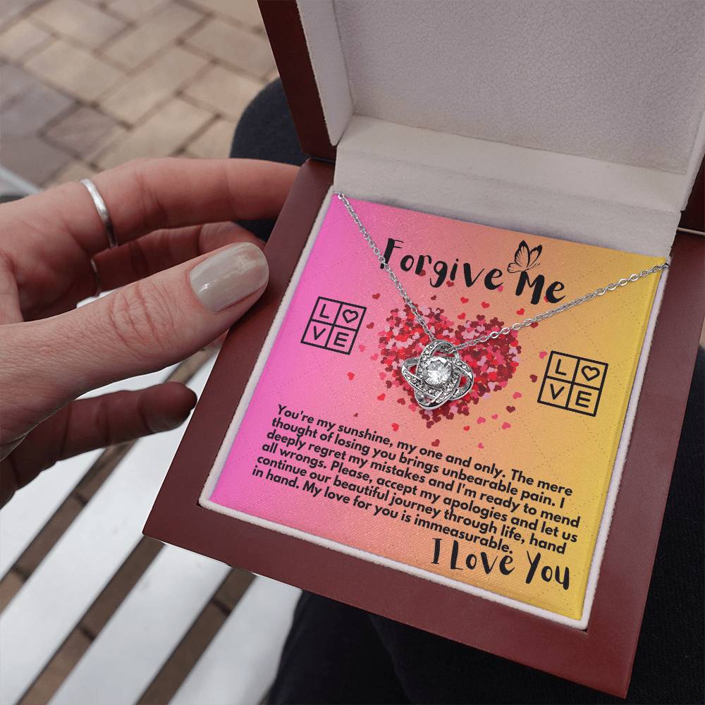 Apology Gift Ideas To My Love/Girlfriend/Wife, Love Knot Jewelry Necklace Present With A Message Card In A Gift Box, Forgive Me Pendant Gifts For My Soulmate In Life - Zahlia