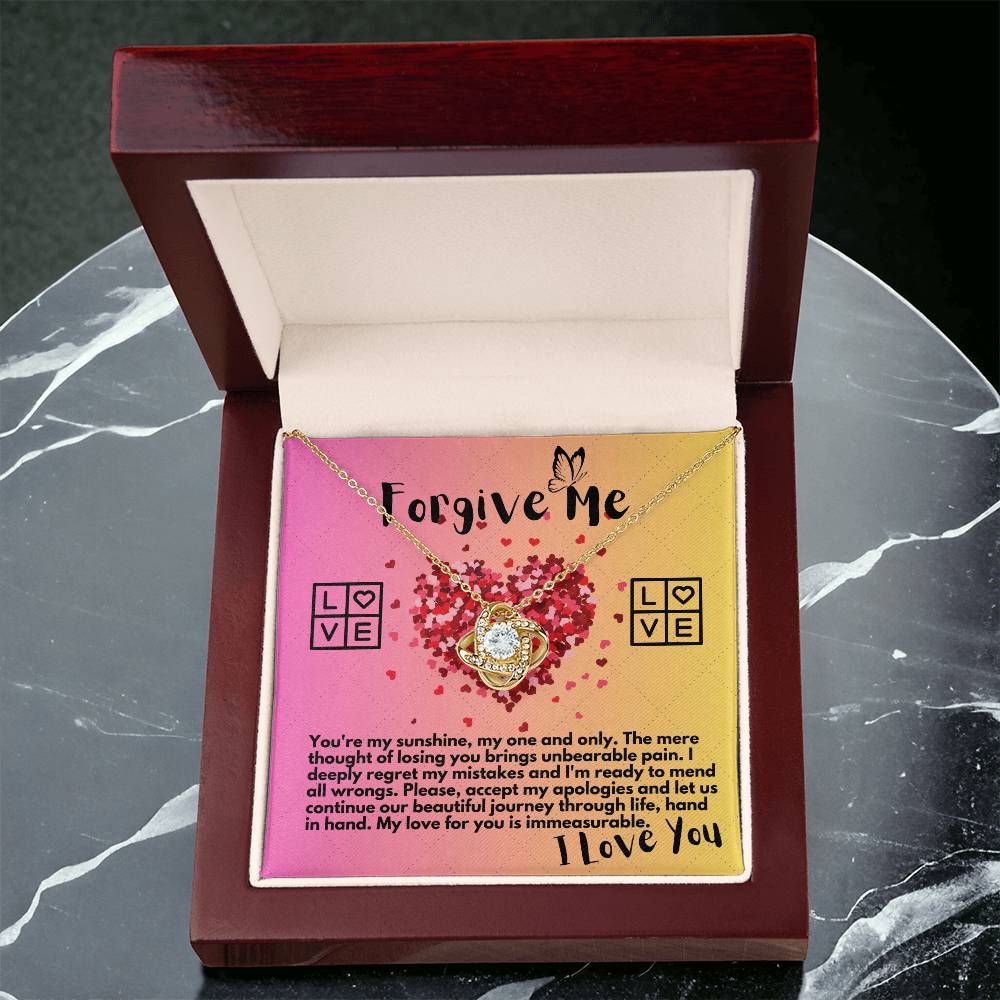 Apology Gift Ideas To My Love/Girlfriend/Wife, Love Knot Jewelry Necklace Present With A Message Card In A Gift Box, Forgive Me Pendant Gifts For My Soulmate In Life - Zahlia