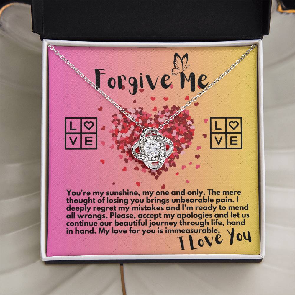 Apology Gift Ideas To My Love/Girlfriend/Wife, Love Knot Jewelry Necklace Present With A Message Card In A Gift Box, Forgive Me Pendant Gifts For My Soulmate In Life - Zahlia