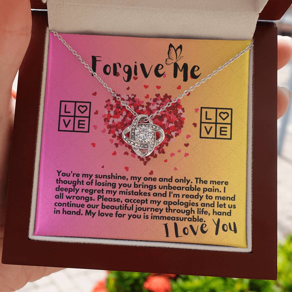 Apology Gift Ideas To My Love/Girlfriend/Wife, Love Knot Jewelry Necklace Present With A Message Card In A Gift Box, Forgive Me Pendant Gifts For My Soulmate In Life - Zahlia