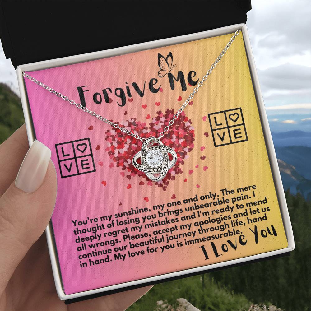 Apology Gift Ideas To My Love/Girlfriend/Wife, Love Knot Jewelry Necklace Present With A Message Card In A Gift Box, Forgive Me Pendant Gifts For My Soulmate In Life - Zahlia