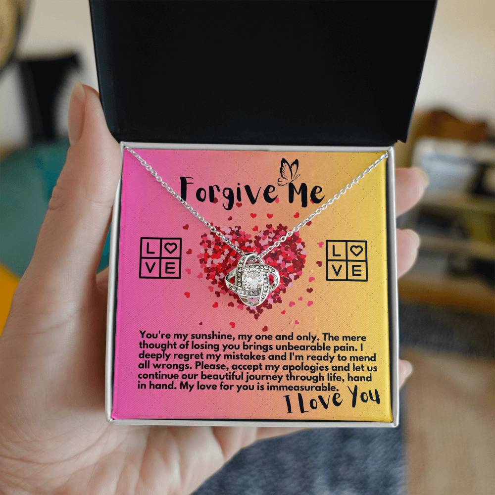 Apology Gift Ideas To My Love/Girlfriend/Wife, Love Knot Jewelry Necklace Present With A Message Card In A Gift Box, Forgive Me Pendant Gifts For My Soulmate In Life - Zahlia