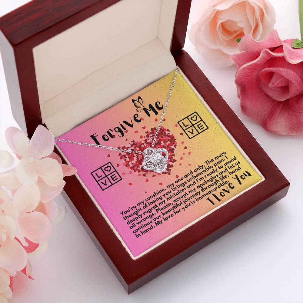 Apology Gift Ideas To My Love/Girlfriend/Wife, Love Knot Jewelry Necklace Present With A Message Card In A Gift Box, Forgive Me Pendant Gifts For My Soulmate In Life - Zahlia