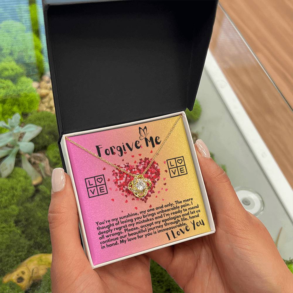 Apology Gift Ideas To My Love/Girlfriend/Wife, Love Knot Jewelry Necklace Present With A Message Card In A Gift Box, Forgive Me Pendant Gifts For My Soulmate In Life - Zahlia
