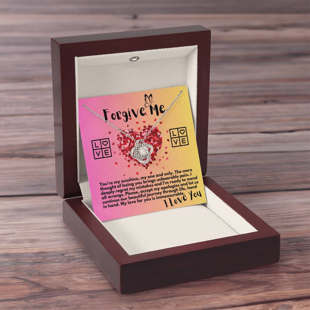 Apology Gift Ideas To My Love/Girlfriend/Wife, Love Knot Jewelry Necklace Present With A Message Card In A Gift Box, Forgive Me Pendant Gifts For My Soulmate In Life - Zahlia