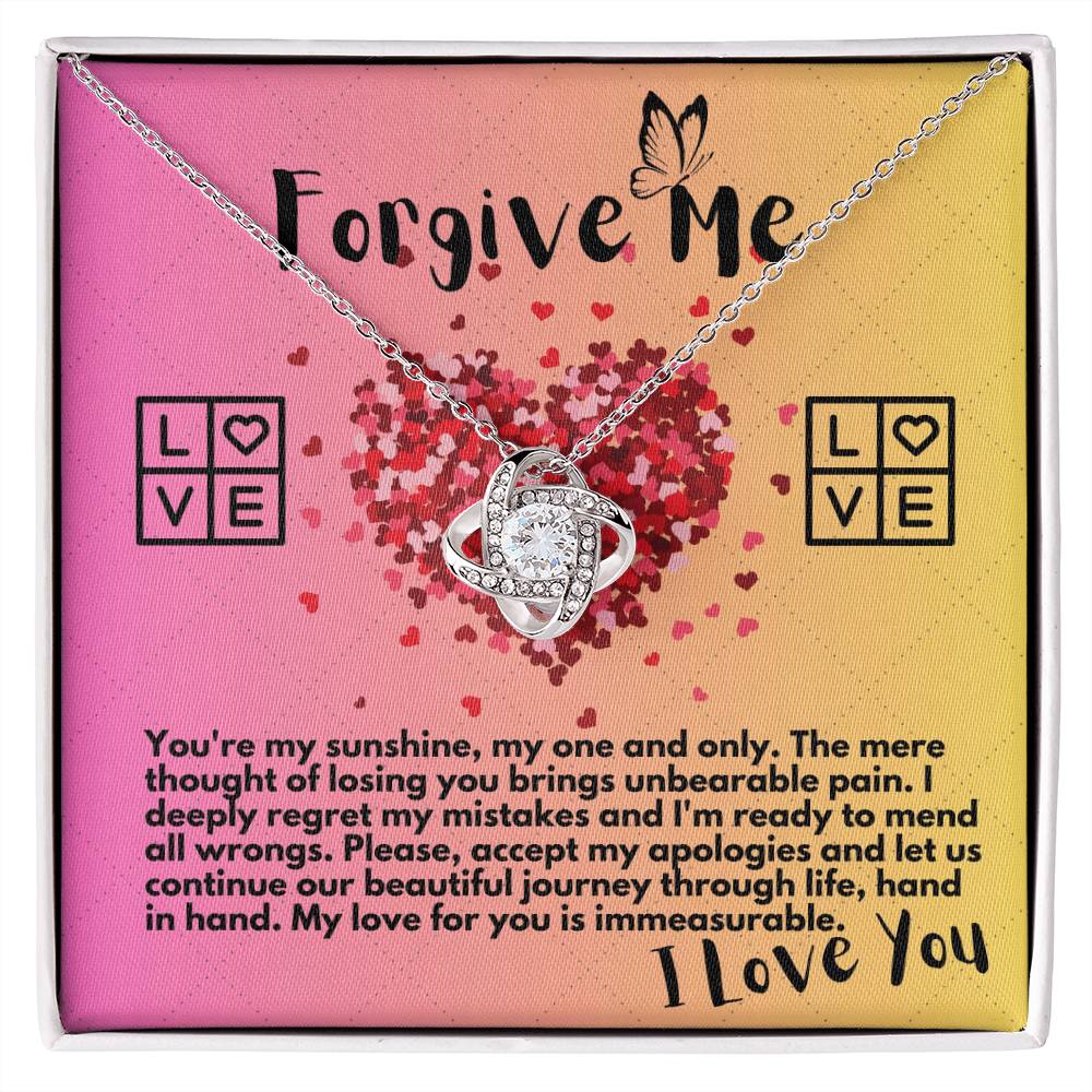 Apology Gift Ideas To My Love/Girlfriend/Wife, Love Knot Jewelry Necklace Present With A Message Card In A Gift Box, Forgive Me Pendant Gifts For My Soulmate In Life - Zahlia