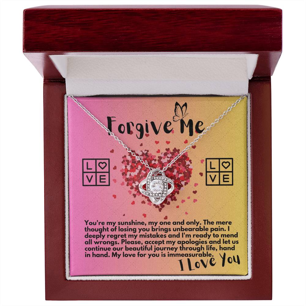Apology Gift Ideas To My Love/Girlfriend/Wife, Love Knot Jewelry Necklace Present With A Message Card In A Gift Box, Forgive Me Pendant Gifts For My Soulmate In Life - Zahlia