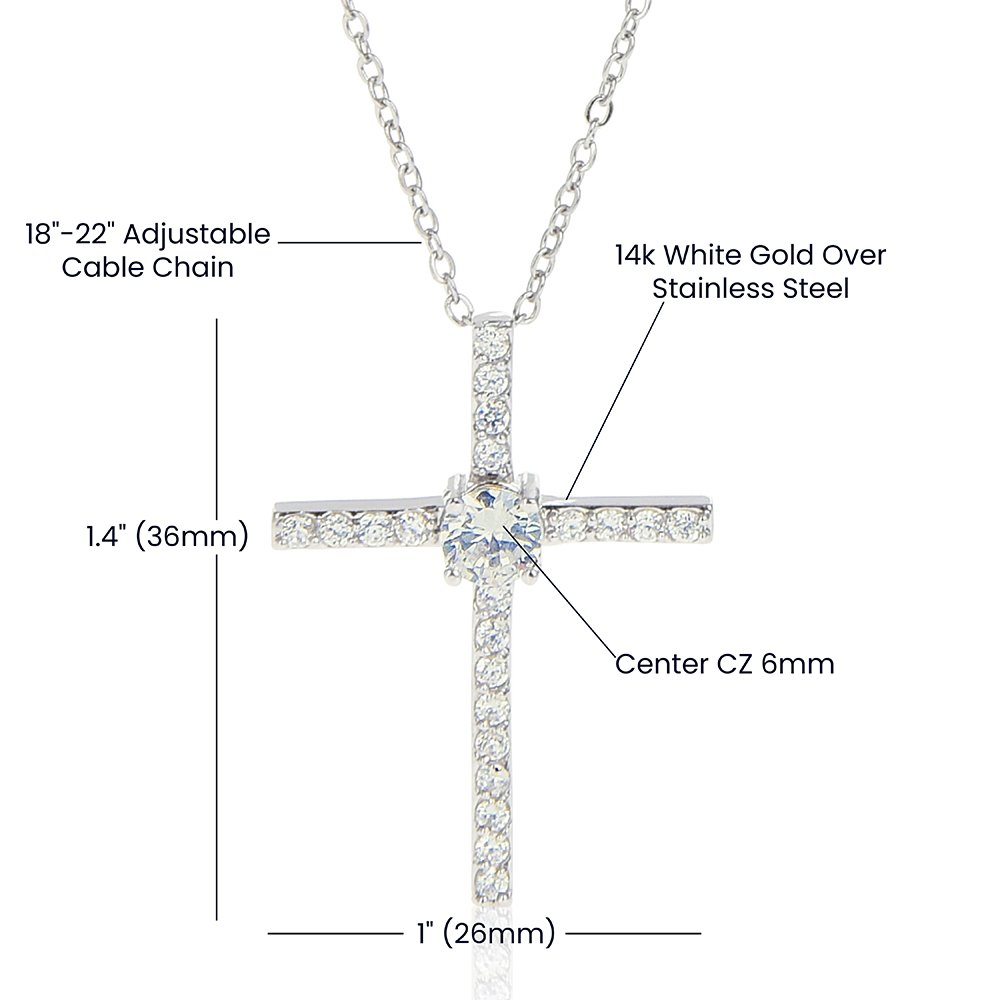Birthday Gift Ideas To Daughter, Cz cross Necklace with a heartfelt message card in a box, Jewelry Pendant Gifts For daughter/Stepdaughter, Present From Parents - Zahlia