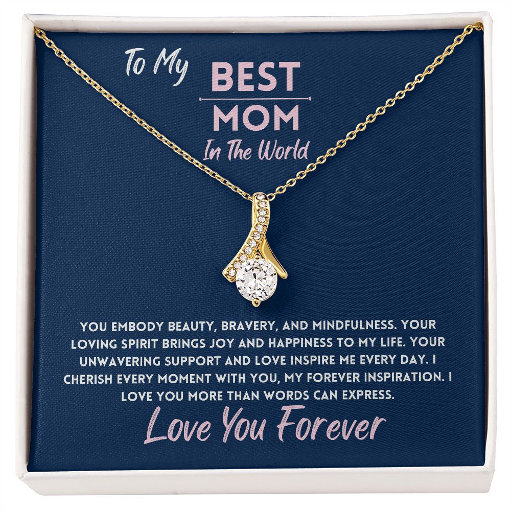 Birthday Gift To Mother, Elegant Jewelry Present With Message Card In A Box, My Best Mom In The World Present For Mothers Day/Xmas/Bday, Present From Daughter/Son To Mama - Zahlia