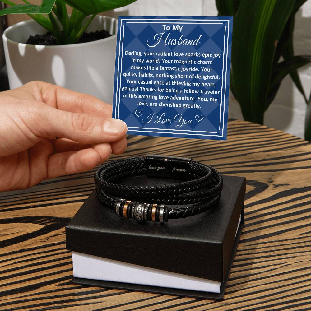 Birthday Gifts Ideas To My Husband/Soulmate, Vegan Leather Bracelet With A Message Card In A Gift Box, Unique Mens Jewelry Present From Wife, Bday Presents To My Hubby - Zahlia