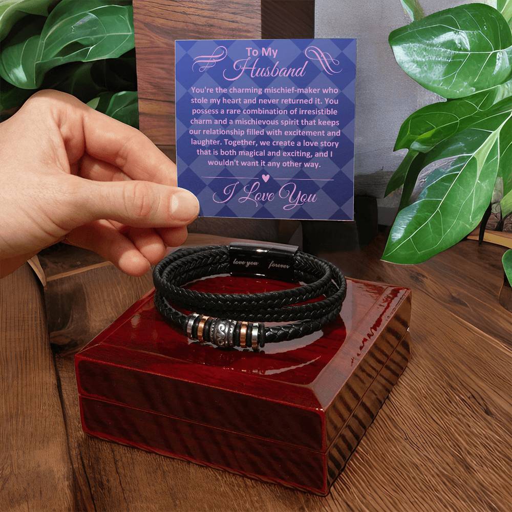 Birthday Gifts Ideas To My Husband/Soulmate, Vegan Leather Bracelet With A Message Card In A Gift Box, Unique Mens Jewelry Present From Wife, Bday Presents To My Hubby - Zahlia