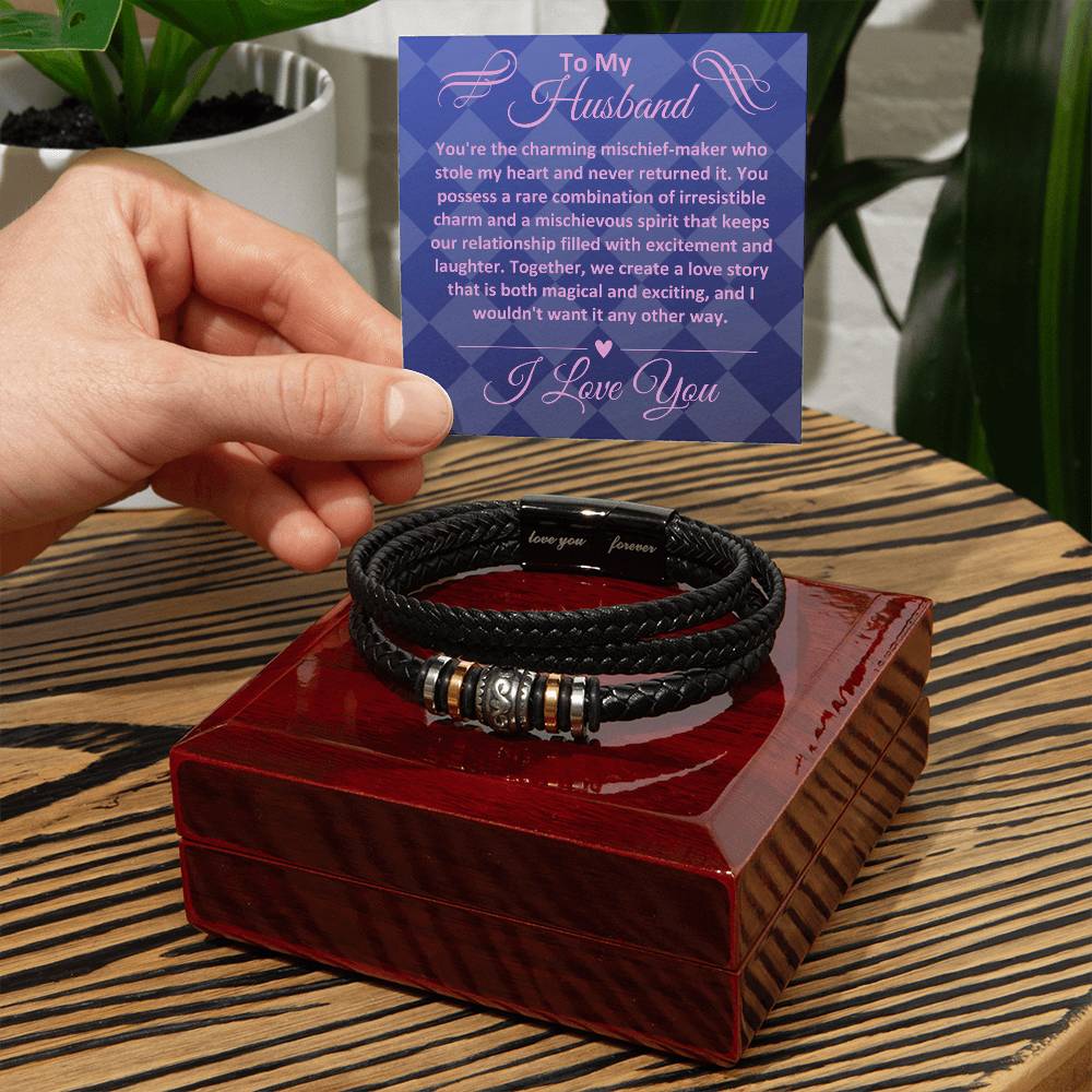 Birthday Gifts Ideas To My Husband/Soulmate, Vegan Leather Bracelet With A Message Card In A Gift Box, Unique Mens Jewelry Present From Wife, Bday Presents To My Hubby - Zahlia