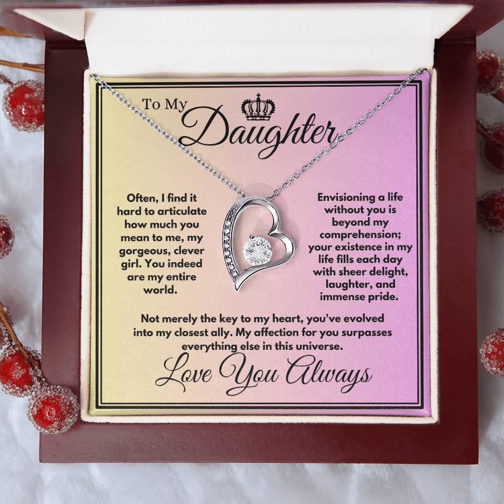 Birthday Present For Daughter, Unique Gift Ideas With A Message Card In A Box, Heart Jewelry Necklace For Your Daughter/Stepdaughter, Present From Parents - Zahlia