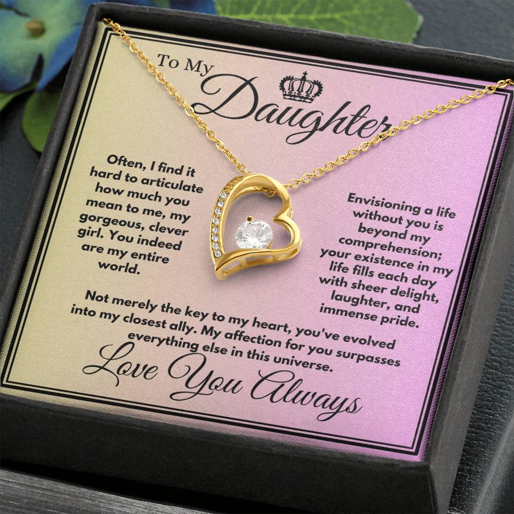 Birthday Present For Daughter, Unique Gift Ideas With A Message Card In A Box, Heart Jewelry Necklace For Your Daughter/Stepdaughter, Present From Parents - Zahlia