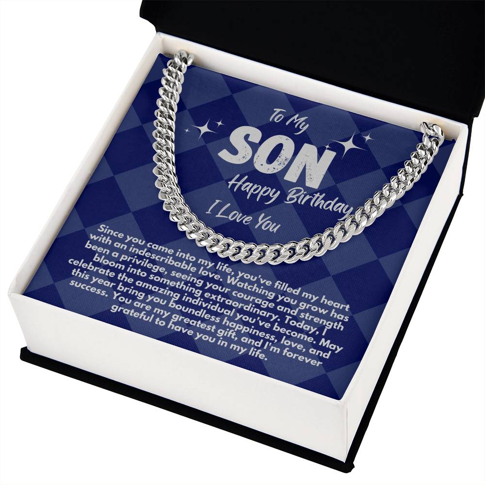 Cool Birthday Gift Ideas For My Son, Cuban Chain Necklace With A Message Card In A Gift Box, Jewelry Present From Mom/Dad/Parents, Jewelry Presents For Him - Zahlia