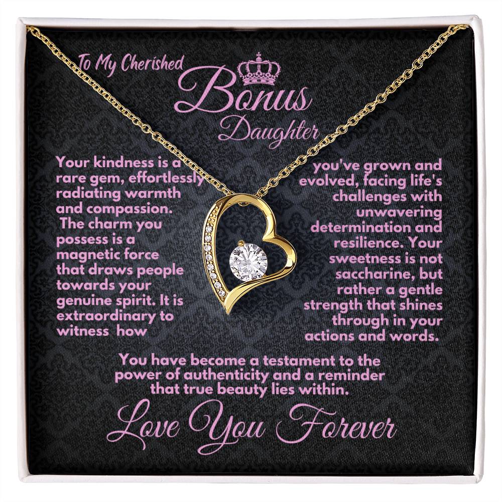Forever Love Heart Necklace, GIFT TO BONUS DAUGHTER from Mom or Dad - –  Jewel of My Love - GiftsFromTheHeart