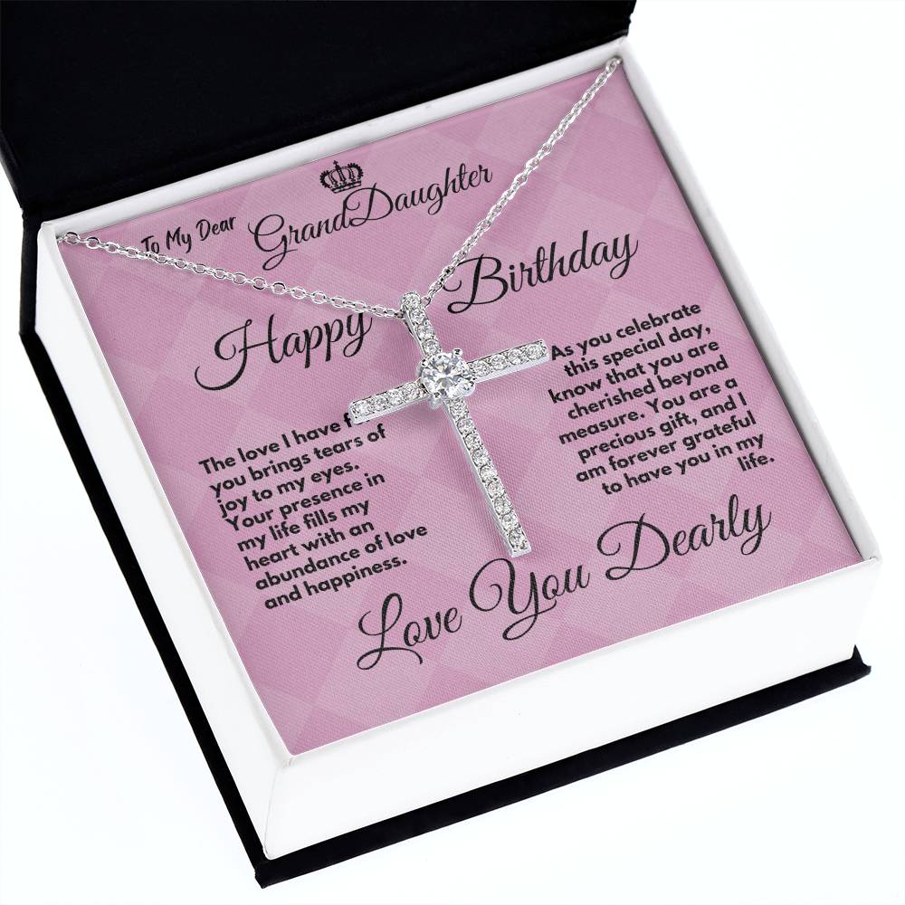 Cute Birthday Gift To Granddaughter, Cz Cross Jewelry Necklace With A Heartfelt Message Card In A Gift Box, Unique Gifts Ideas For Grandchild/Grandkid - Zahlia