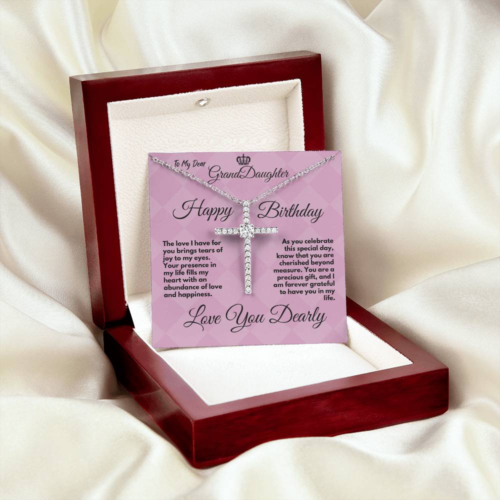 Cute Birthday Gift To Granddaughter, Cz Cross Jewelry Necklace With A Heartfelt Message Card In A Gift Box, Unique Gifts Ideas For Grandchild/Grandkid - Zahlia