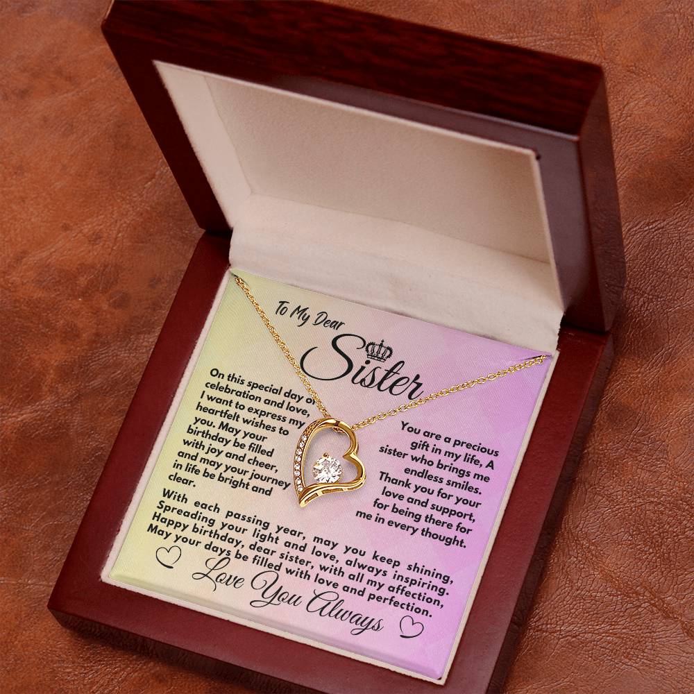 Cute Gifts Ideas To My Sister On Her Birthday, Heart Necklace With A Message Card In A Box, Elegant Jewelry Present For Bonus Sister, Unique Pendant Idea - Zahlia