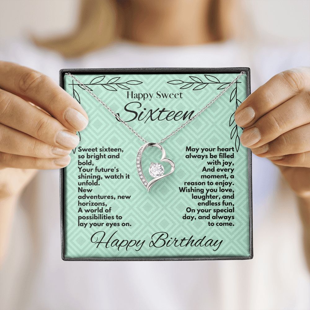 Gift To Daughter On Her Sweet Sixteen Birthday, Unique Jewelry Heart Necklace Present With A Message Card In A Box, Cute 16 Bday Gifts Ideas For Your Baby Girl - Zahlia