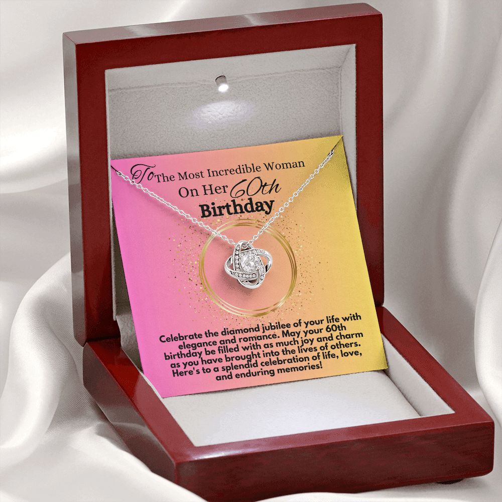 Gift To My Mom On Her 60th Birthday, Elegant Jewelry Necklace present With A Heartfelt Message Card In A Box, Women's Jewelry Gifts For Sixty Bday Celebration - Zahlia