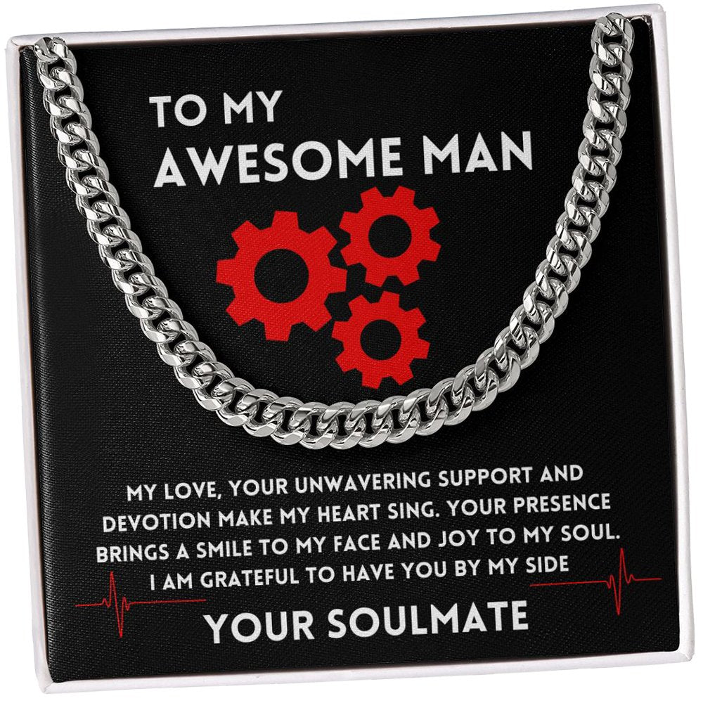 Gift To My Soulmate In life, Men's Cuban Chain Link Present With A Message Card In A Box From Girlfriend, Birthday/Anniversary Jewelry For My Guy, Gifts Idea For Him - Zahlia
