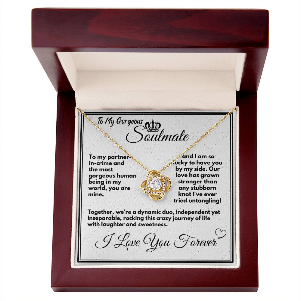 Gift To My Soulmate/Wife, Elegant Love Knot Necklace With Message In A Gift Box, Jewelry Present From Hubby, Unique Pendant Gifts Ideas To My Soulmate In Life - Zahlia