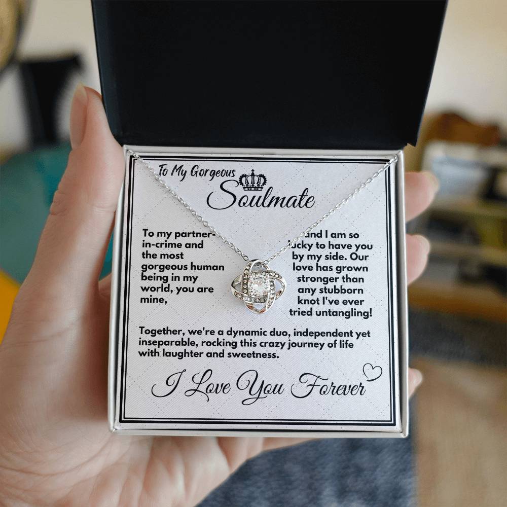 Gift To My Soulmate/Wife, Elegant Love Knot Necklace With Message In A Gift Box, Jewelry Present From Hubby, Unique Pendant Gifts Ideas To My Soulmate In Life - Zahlia