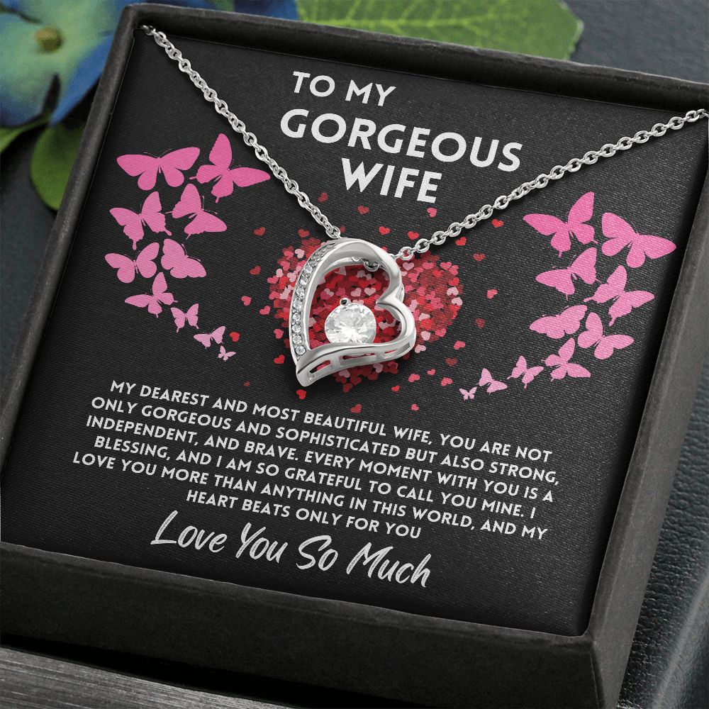Gift To My Wife Jewelry Gift From Husband, Birthday/Anniversary Heart Necklace To Wifey With A Message Card In A Box, Heartfelt Gifts Ideas For The Love Of Your Life - Zahlia