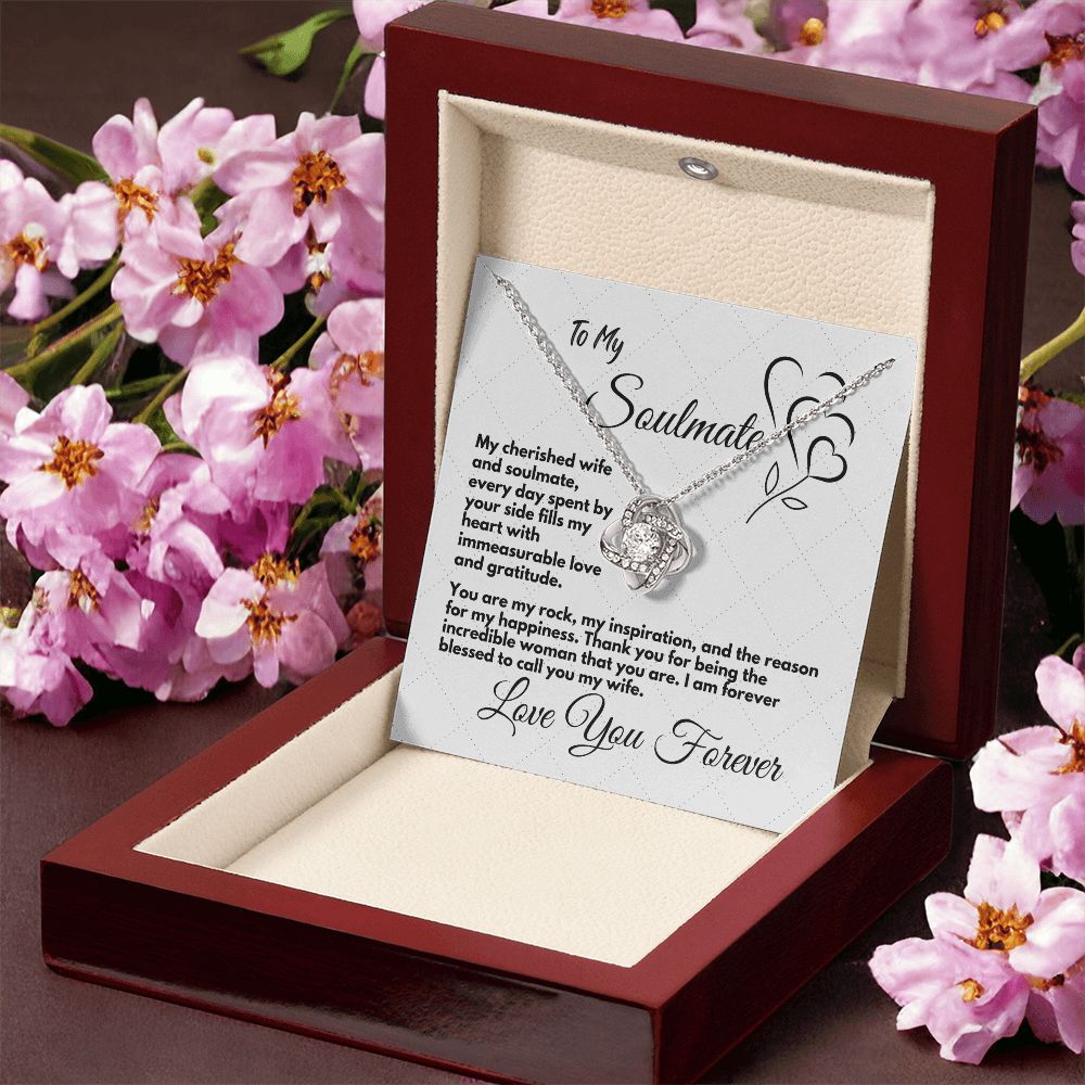 Gift To My Wife/Soulmate, Elegant Love Knot Necklace With Message In A Gift Box, Jewelry Present For My Wife/Partner, Unique Gift Ideas To My Soulmate In Life - Zahlia
