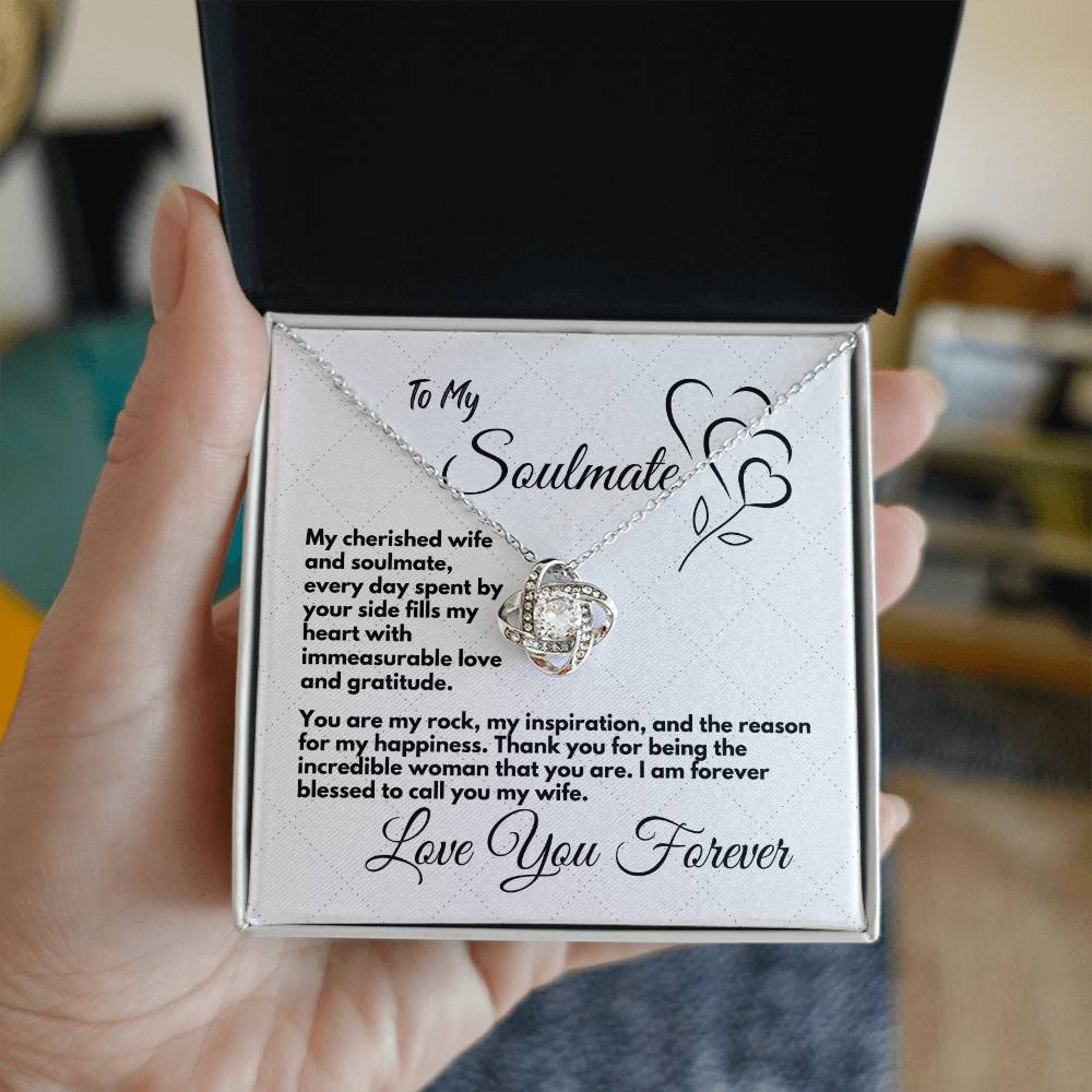 Gift To My Wife/Soulmate, Elegant Love Knot Necklace With Message In A Gift Box, Jewelry Present For My Wife/Partner, Unique Gift Ideas To My Soulmate In Life - Zahlia