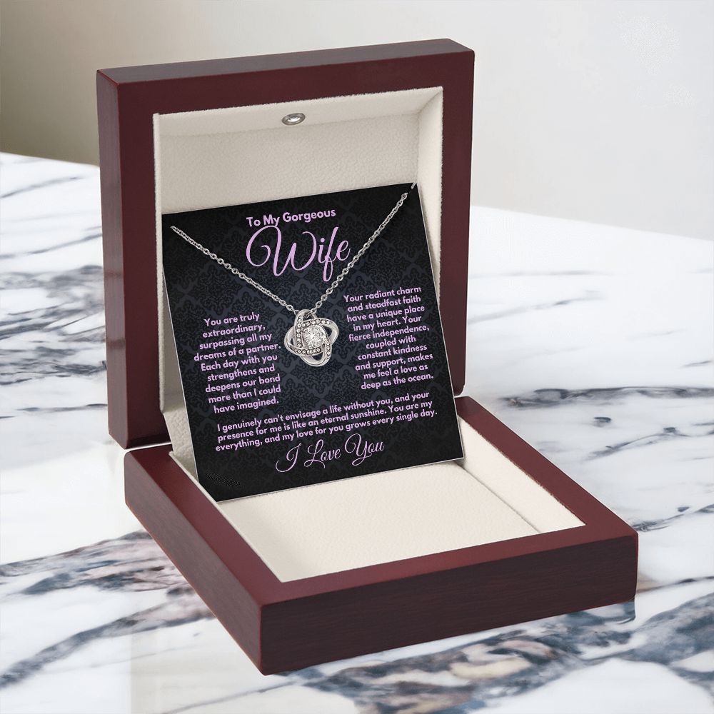Gift to Wife On Her Birthday/Anniversary, Love Knot Jewelry Necklace With A Message Card In A Lovely Box, Unique Bday Gifts Ideas For Women, Present From Husband - Zahlia