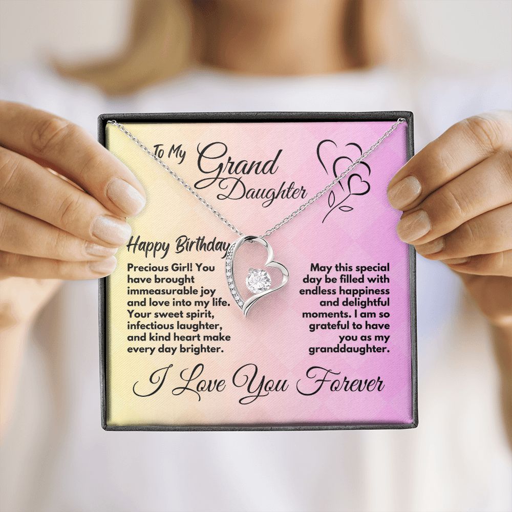 Jewelry Birthday Gift Ideas For Granddaughter, Cute Heart Necklace Present With A Message Card In A Gift Box, Unique Bday Present For Grandchild/Grandkid - Zahlia