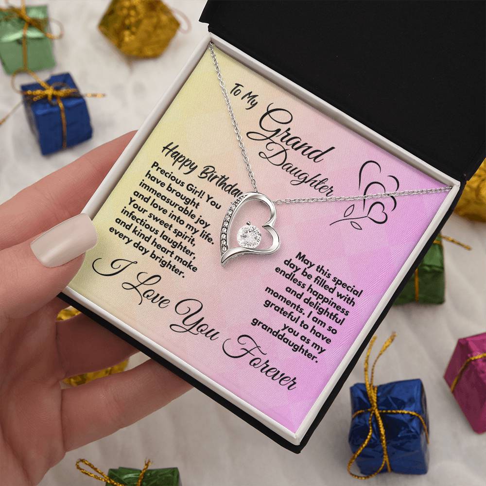 Jewelry Birthday Gift Ideas For Granddaughter, Cute Heart Necklace Present With A Message Card In A Gift Box, Unique Bday Present For Grandchild/Grandkid - Zahlia
