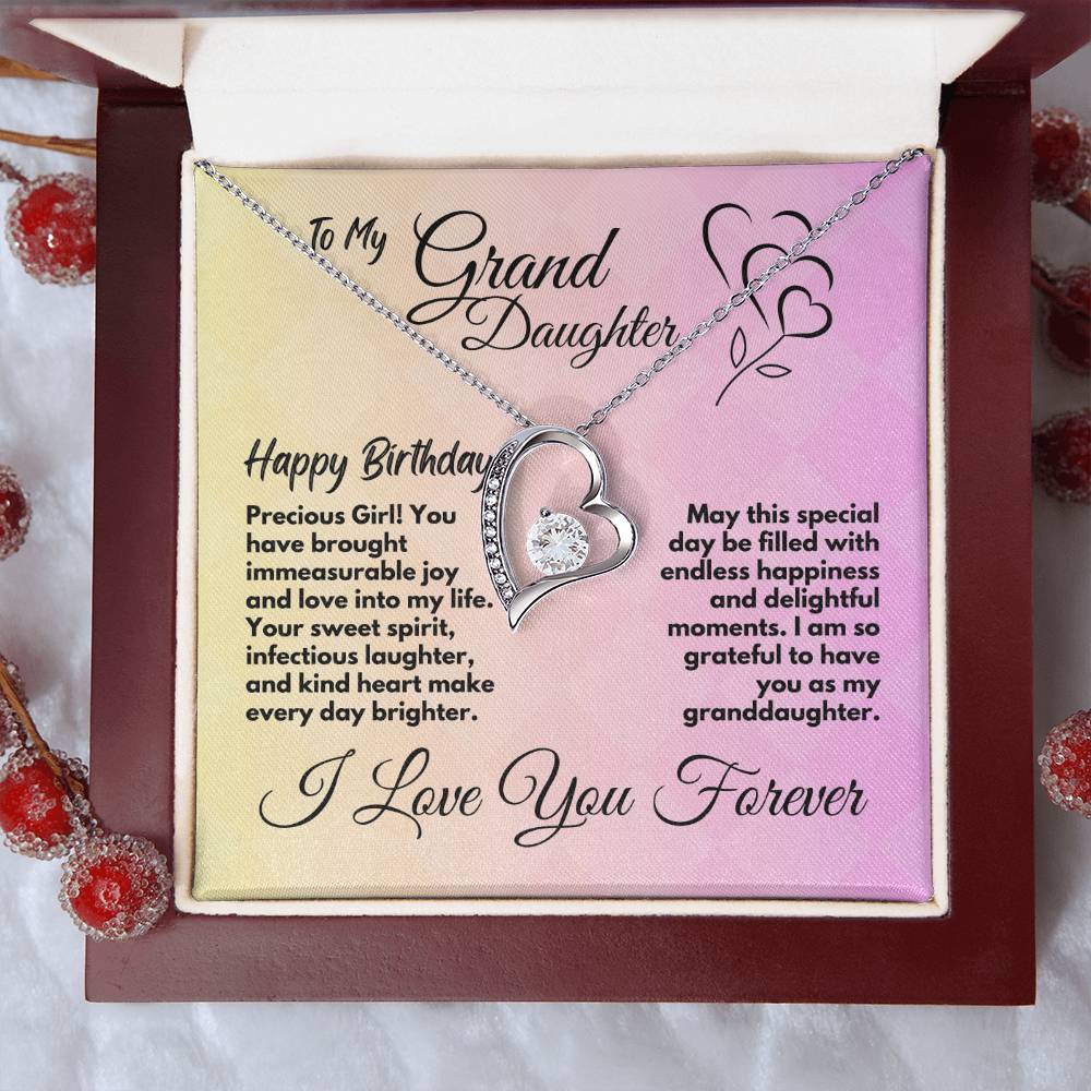 Jewelry Birthday Gift Ideas For Granddaughter, Cute Heart Necklace Present With A Message Card In A Gift Box, Unique Bday Present For Grandchild/Grandkid - Zahlia