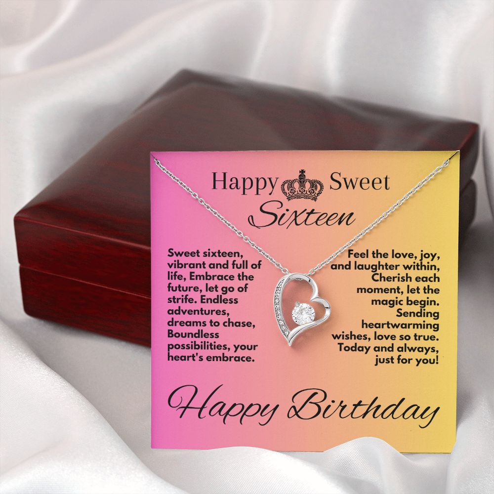 Sixteen Birthday Gifts Idea For My Daughter, Heart Jewelry Necklace Present With A Message Card In A Box, Bday Gift Ideas For Sweet Sixteen Celebration Girls, - Zahlia