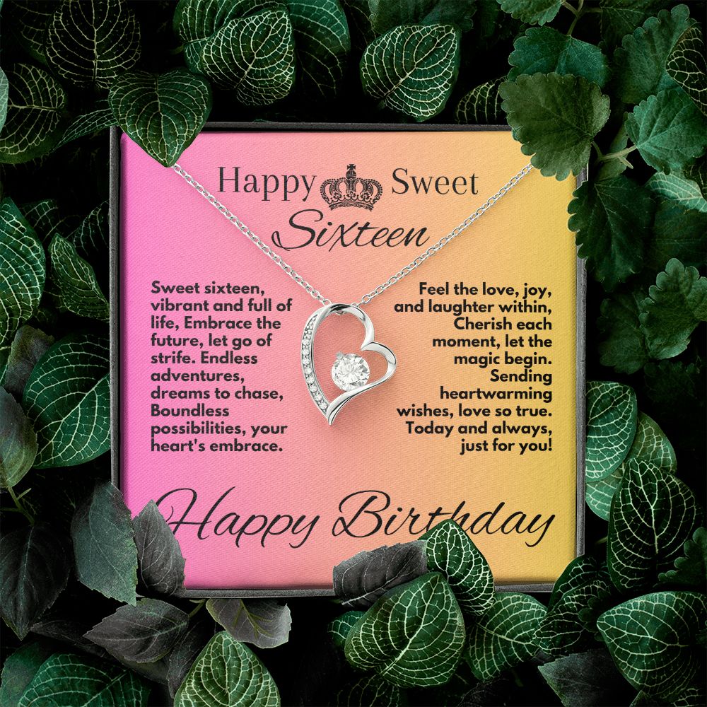 Sixteen Birthday Gifts Idea For My Daughter, Heart Jewelry Necklace Present With A Message Card In A Box, Bday Gift Ideas For Sweet Sixteen Celebration Girls, - Zahlia
