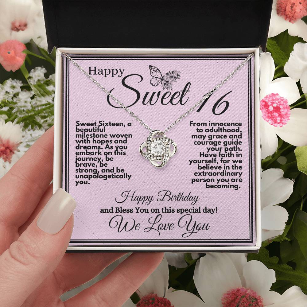 Sweet 16 Birthday Gift for Girls, Ideas For Your Daughter or Bonusdaughter, Sweet Sixteen Faith and Grace Elegant Cross Necklace Pendant Present With Gift Box Included - Zahlia