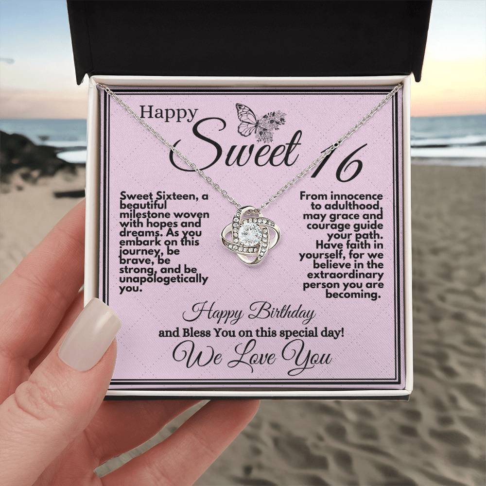 Sweet 16 Birthday Gift for Girls, Ideas For Your Daughter or Bonusdaughter, Sweet Sixteen Faith and Grace Elegant Cross Necklace Pendant Present With Gift Box Included - Zahlia