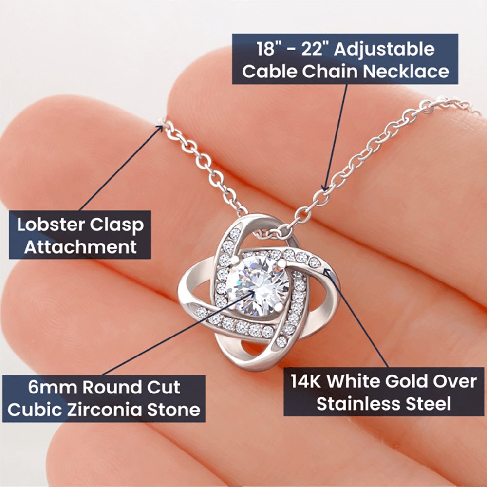 Sweet 16 Birthday Gift Jewelry Necklace For My Daughter - 16th Happy Bday Love Knot Pendant From Mom & Dad - Gift Ideas For A Sixteen Years Old Girl, Message Card And Gift Box - Zahlia