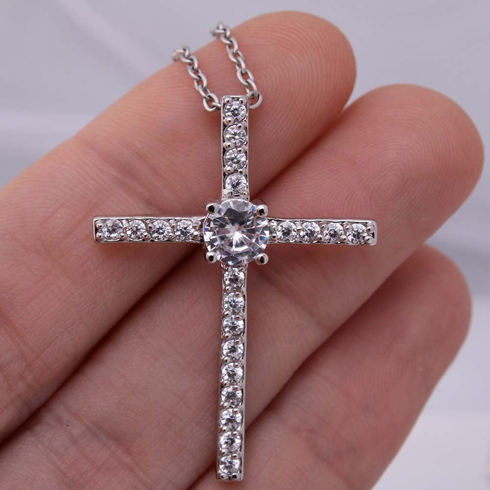 Sweet 16 Birthday Gift To My Daughter, Jewelry Cross Necklace With A Message Card In A Box, Unique Gifts Ideas For Sweet Sixteen Bday To Her, Girls Cross Pendant - Zahlia